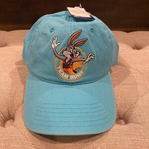 Space Jam Looney Tunes Bugs Bunny "Team Bugs" Hat Adjustable Cap NWT, Teal OS